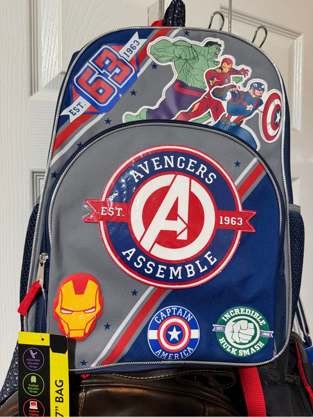 Disney Avengers Kids Backpack - Blue & Gray with Red Accents
